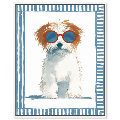 Seabreeze Scout II Canvas Print Fun Dog Wall Decor by Art Remedy, White Frame, 20 x 24