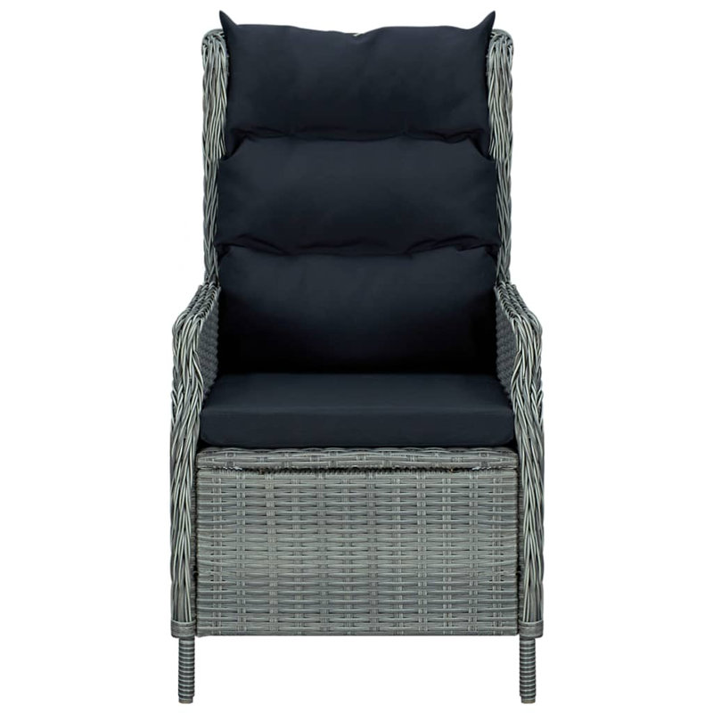 Brilliance Recliner Patio Chair with Cushions, Gray, Black
