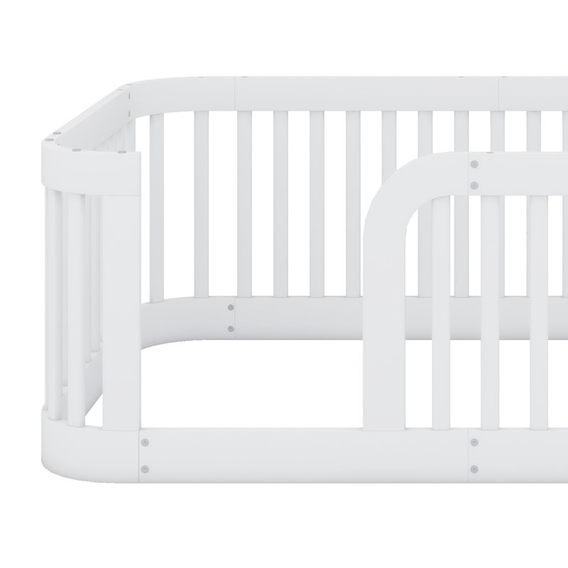 Structure de lit en bois avec clôture, Blanc
