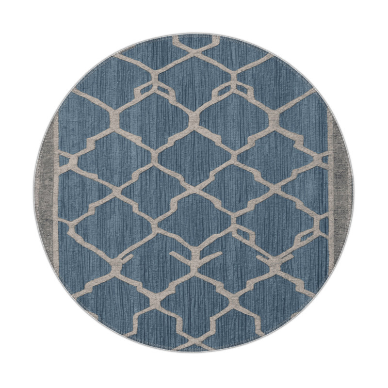 Tapis gris intérieur et extérieur Trellis, Rond 5 pi