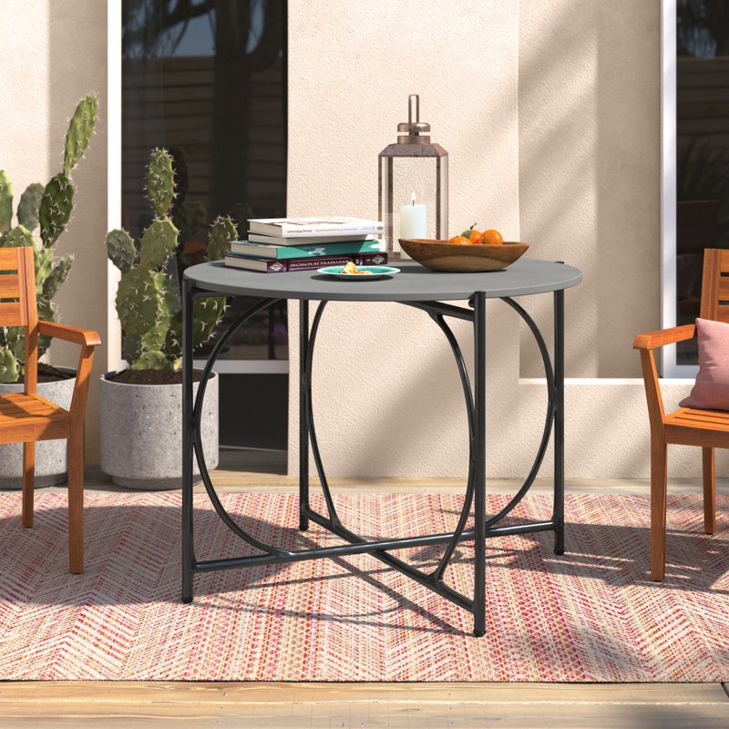 Almaraz 42" Round Modern Faux Concrete All-Weather Outdoor Dining Bistro Table