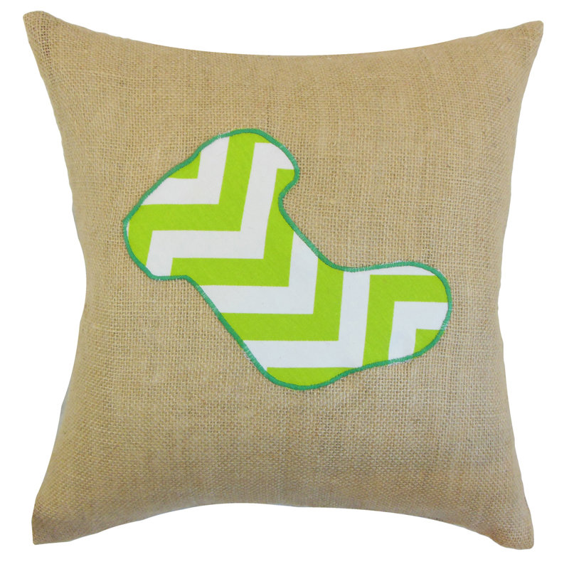 Holiday Christmas Stocking Burlap Throw Pillow, Chartreuse