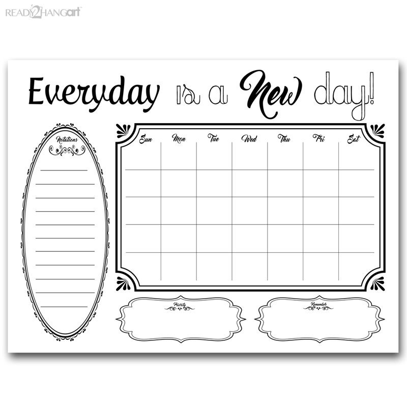 Tableau blanc mural à calendrier mensuel, 16" H x 20" L x 1,5" D
