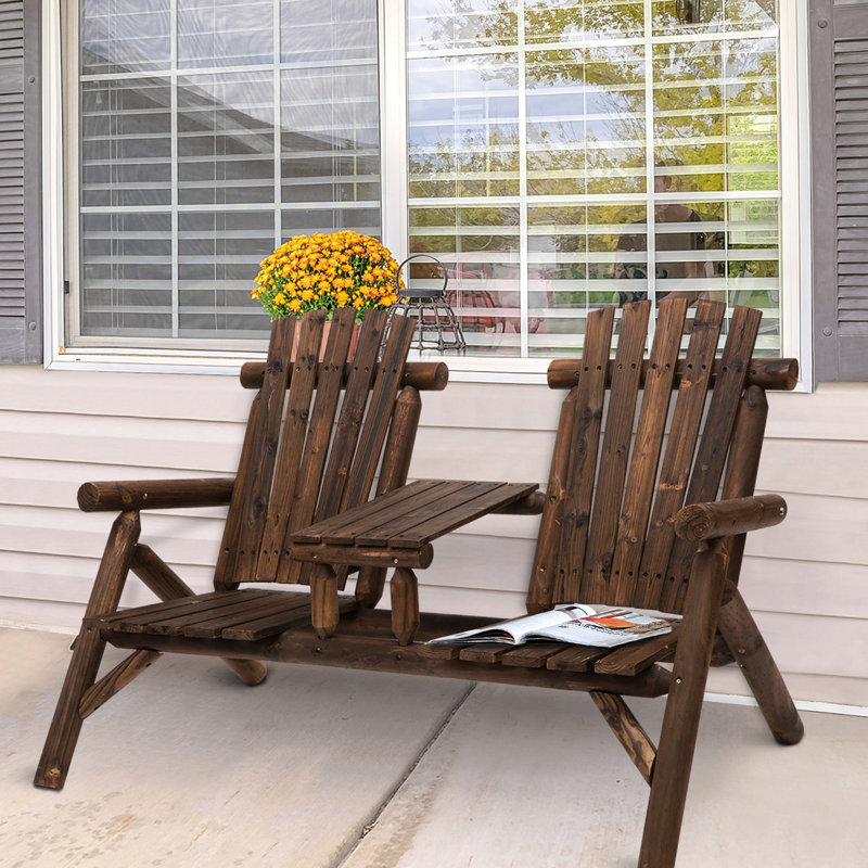 Chaise en bois 2 avec table, pour patio, cour arrière, terrasse, porche