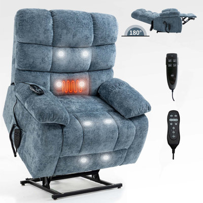 Fauteuil inclinable de massage thermique Lift Lift à deux moteurs à position infinie jusqu'à 350 lb