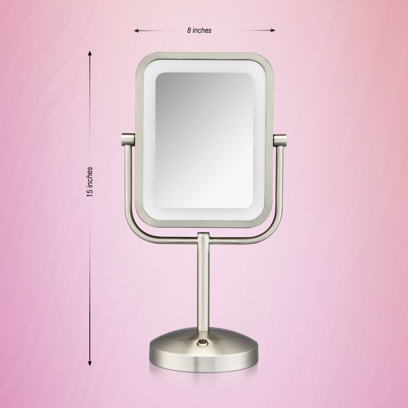 Brushed Nickel LED Lighted Magnifying Vanity Mirror