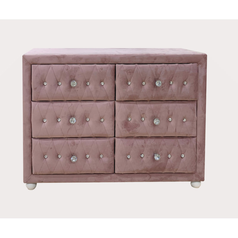 Commode en tissu rose