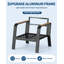 Canapé d'extérieur en aluminium 3 places, métal toutes saisons, coussins lavables, gris foncé