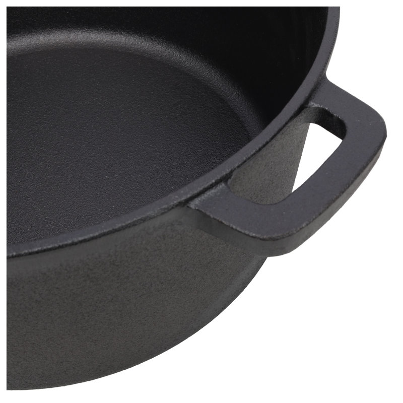 Cocotte en fonte pré-assaisonnée 3 en 1 avec couvercle et poêle - Batterie de cuisine pour camping et cuisine