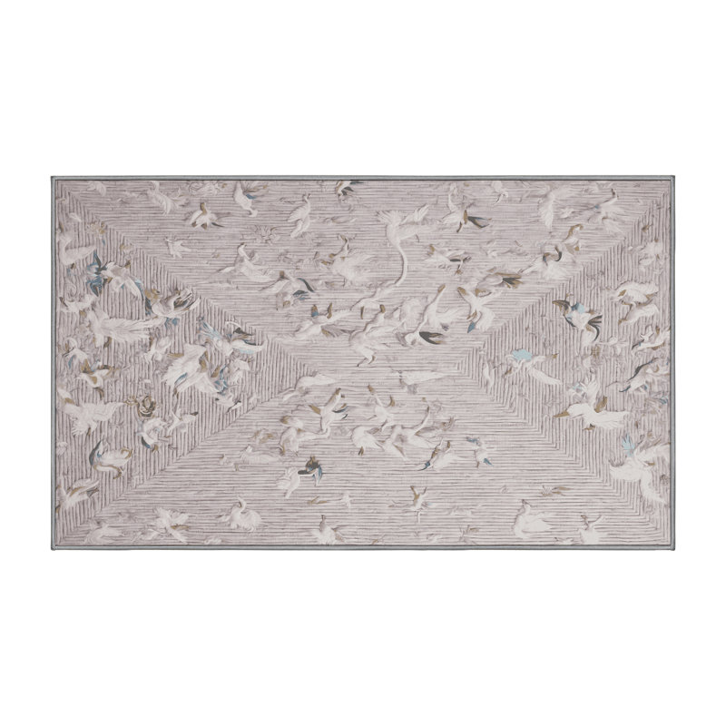 Machine Washable Gray Area Rug, Rectangle 5' x 7'