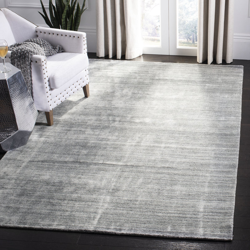 Tapis gris clair tissé à la main Mcelroy, Rectangle 9 pi x 12 pi