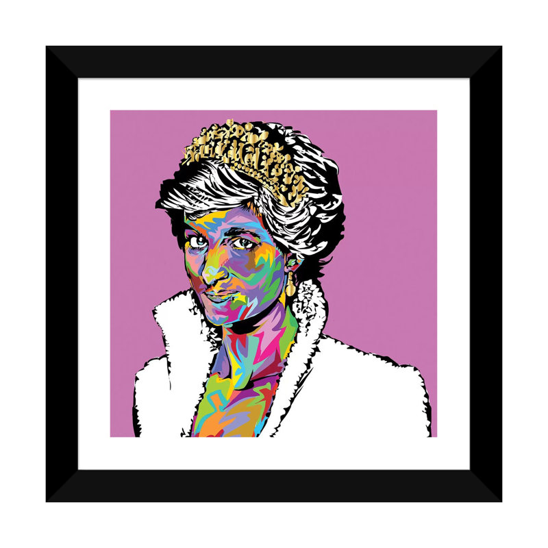 «Diana» par Technodrome1 - impression d'art graphique, Blanc, H 16 po x l 16 po x p 1 po, Papier encadré noir