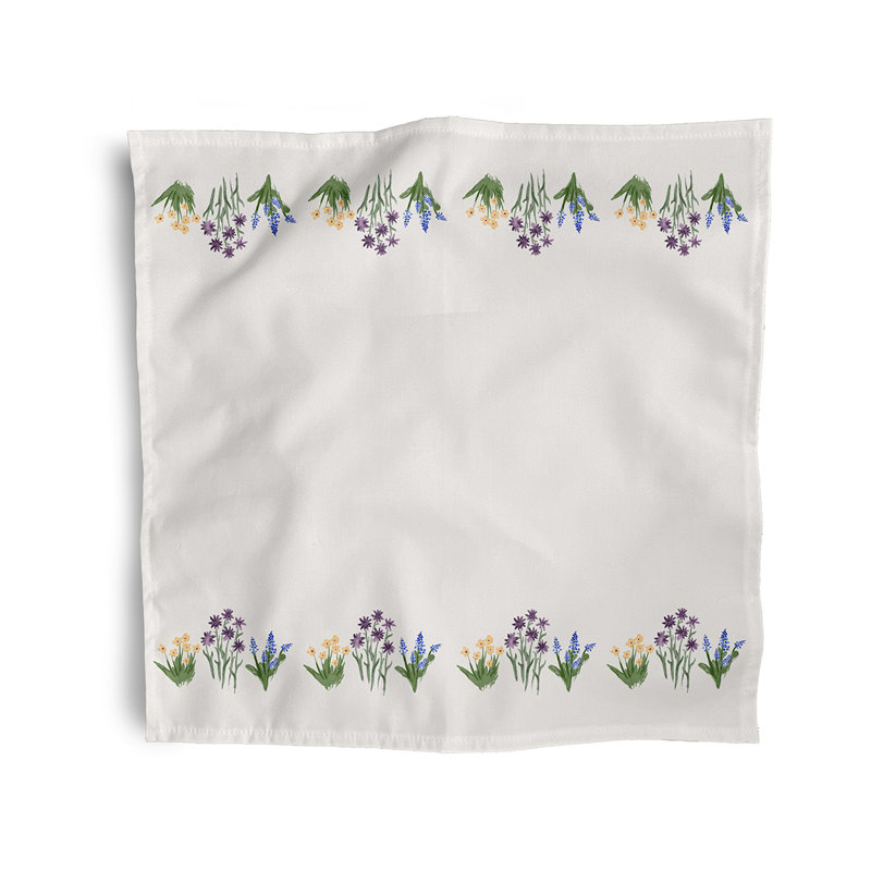 Cesareo Polyester Floral Square Napkin, Yellow