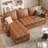 89" L-Shaped Sectional Sleeper Sofa with Hidden Storage, Faux Leather Pull-Out Sofa Bed for Living Room-1756575696