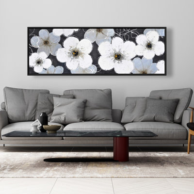 Gray flowers - Bedroom Gray Framed Canvas for Home Decor