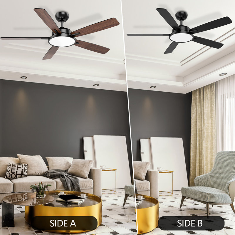 Ventilateur de plafond intelligent 52 po Nicotra avec lumières DEL APP / télécommande avec Alexa et Google Assistant, Noir