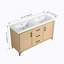 Meuble-lavabo autoportant de 60 po avec lavabo double en résine, 2 portes à fermeture douce et 3 tiroirs à fermeture douce, chêne original, contreplaqué (KD-PACKING)