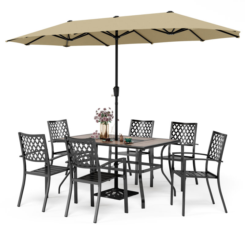 Alyah 6 - Person Patio Dining Set with Rectangular Table