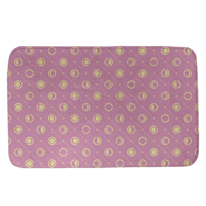Noira Gothard Two Colour Moon Phases Bath Mat, 21" W x 34" L, Pink/Yellow