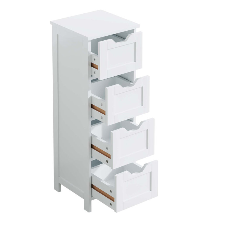 Space-Saving Bathroom Floor Cabinet with 4 Drawers and Vertical Storage