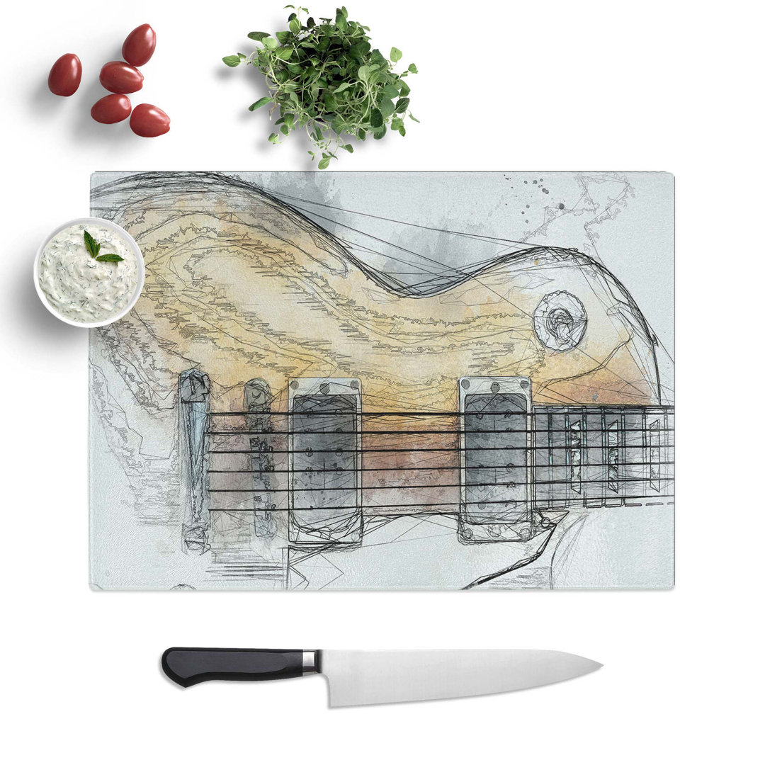 Tempered Glass Aged Electric Guitar Chopping Board