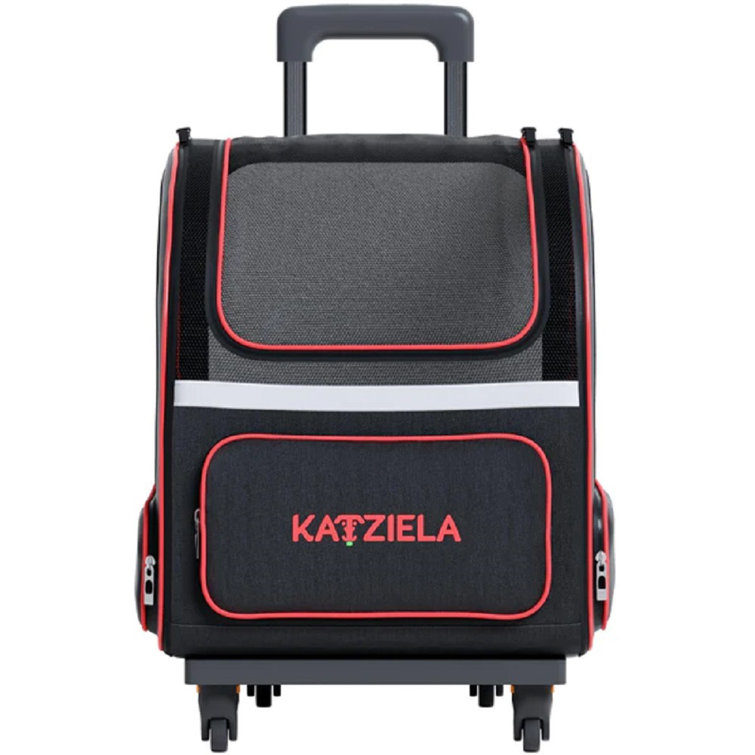 Katziela Hybrid Adventurer Pet Carrier Backpack with Removable Wheels and Telescopic Handle