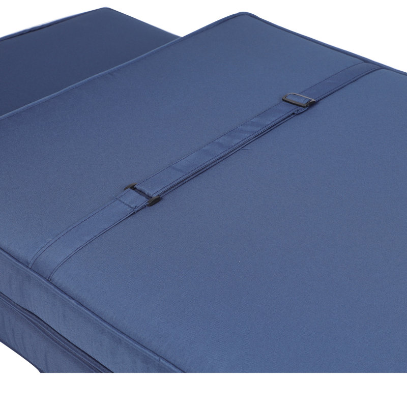 Navy Blue Patio Chaise Lounge Cushion Replacement, 2Pcs, Cloth, High Resilience Sponge, Removable Zipper Covers, With Straps For Extra Support 2Pcs Outdoor Cushion, Blue, , , Zippered Soft Sponge