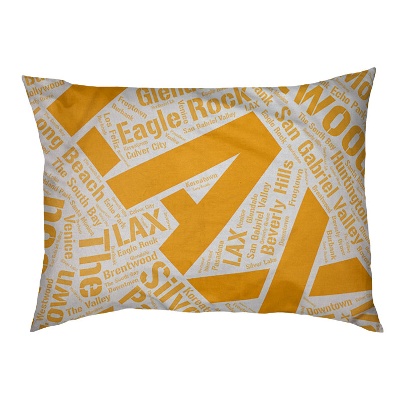 Coussin de chien « districts », Grand (l 40 po x P 30 po x H 14 po), Orange, Los Angeles