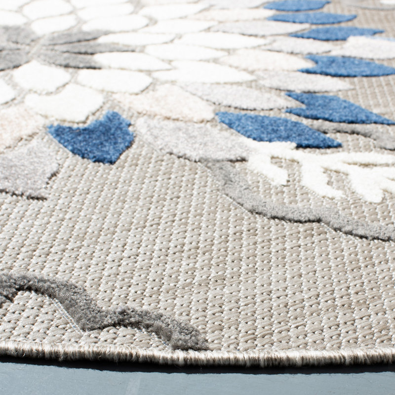 Tapis d'intérieur / extérieur floral Dellia Performance, Carré 6 pi 7 po