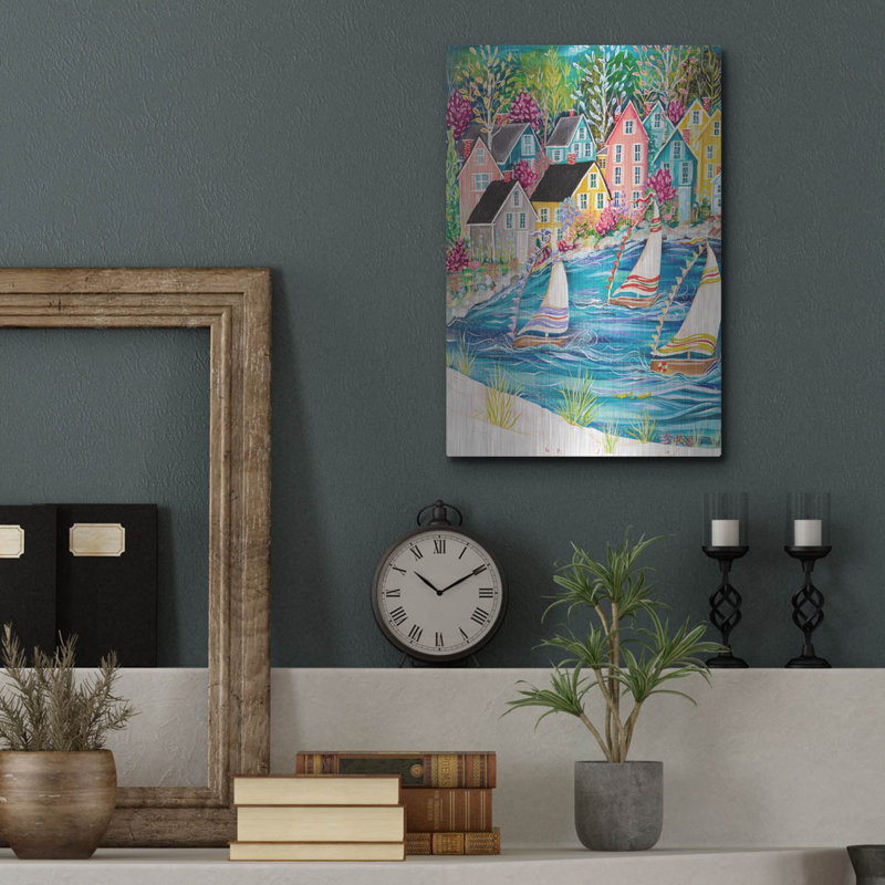 «Coastal Village» par Estelle Grengs, H 16 po x l 12 po