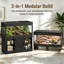Terrarium double Herture de 454 litres (120 gallons) avec support, 122 x 61 x 61 cm (4 x 2 x 2 pouces), meuble terrarium empilable avec multiprise intégrée et portes coulissantes en acrylique pour dragon barbu, serpent, lézard et gecko (PX14RTB).