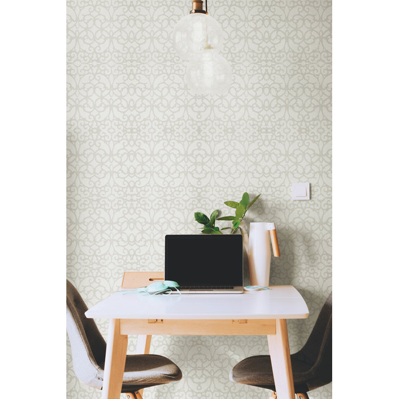Universe Pluto Glass Stone Motif Wallpaper Rol, Cream/White