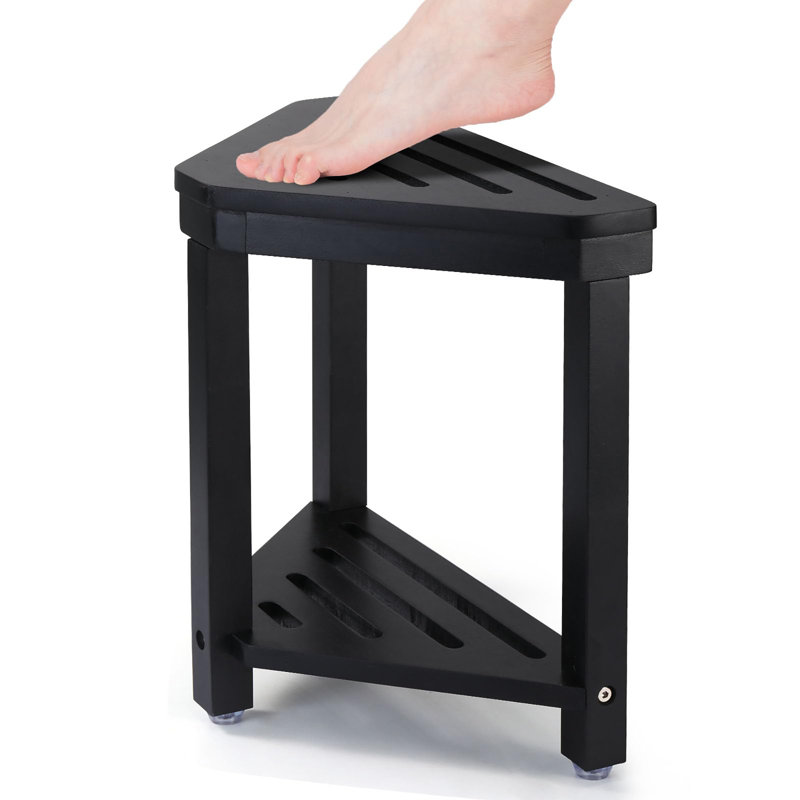 Tabouret de douche en acacia, Noir