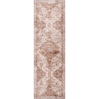  Jessamine Geometric Machine Washable Beige/Brown Area Rug