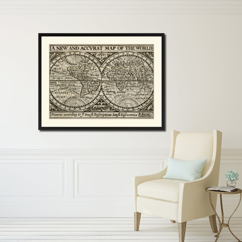 «The World Old Map», reproduction d'art sur toile avec cadre photo 16 x 21