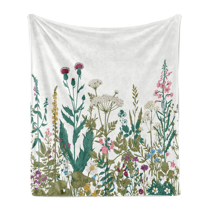 Ambesonne Spring Fleece Throw Blanket Wildflower Arrangement Multicolor, 50" W x 60" L
