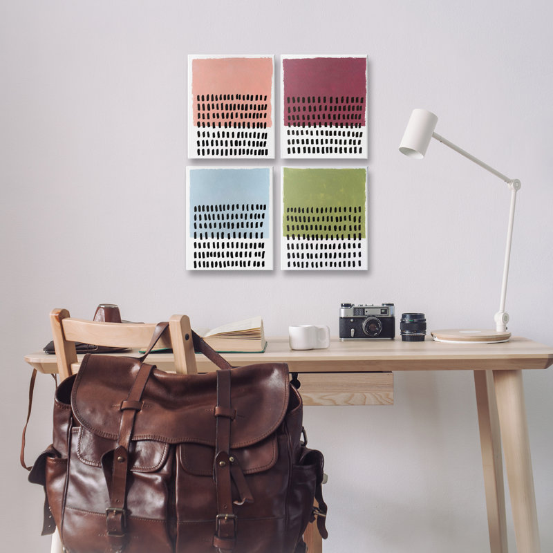  Ensemble de 4 impressions sur toile Dots Neutral Abstracts par Michael Willett, H 14 po x l 11 po