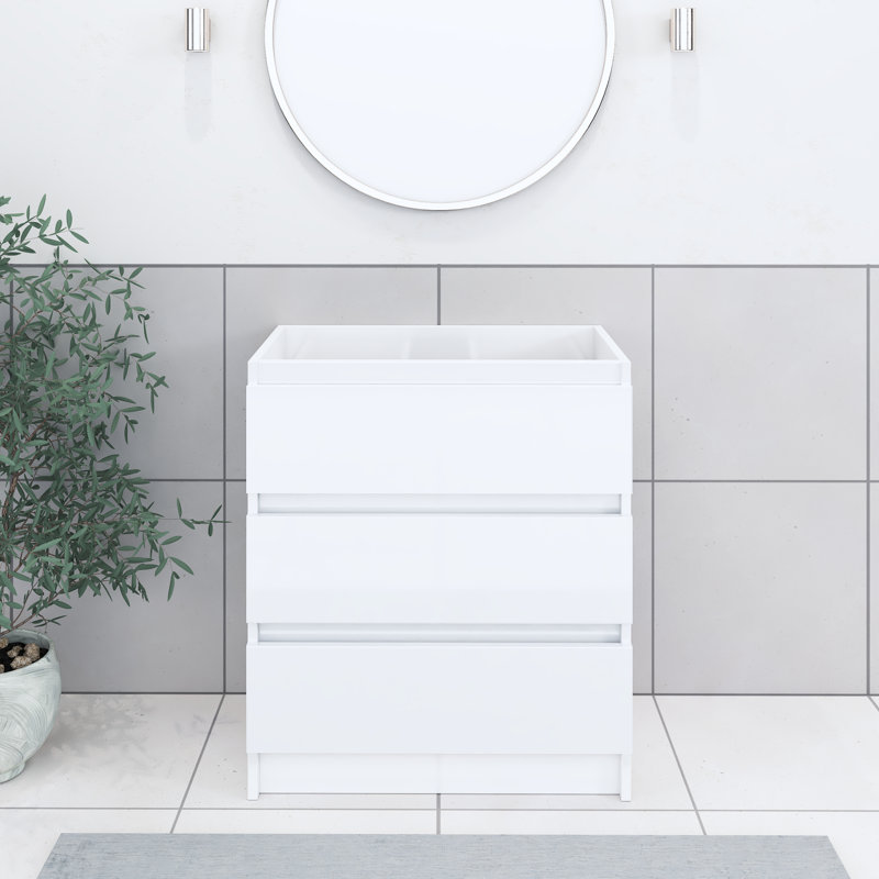 Pepper 29.25'' Single Bathroom Vanity Base Only, Glossy White