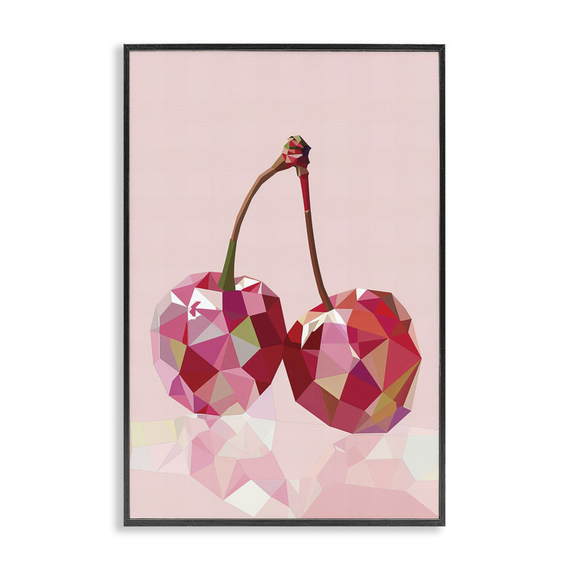 Giclée encadrée de cerises roses, design par LSR Design Studio, H 30 po x l 20 po, Giclée encadrée noir minuit