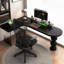 Bureau en bois massif en forme de L noir + bureau en acrylique-1083040344-1083040345