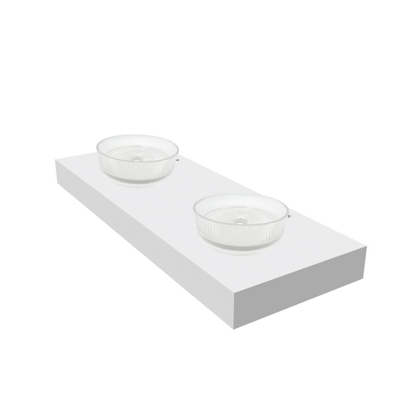 Lavabos vasques en cristal 14 po avec base blanche Cowrie, Transparent