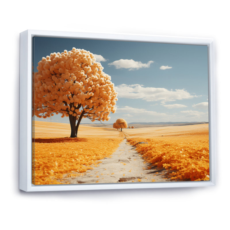 Monochrome Yellow And Grey Tree Symphony VIII - Landscape Trees Wall Art Living Room98, H 12 po x l 20 po x P 1 po, Blanc