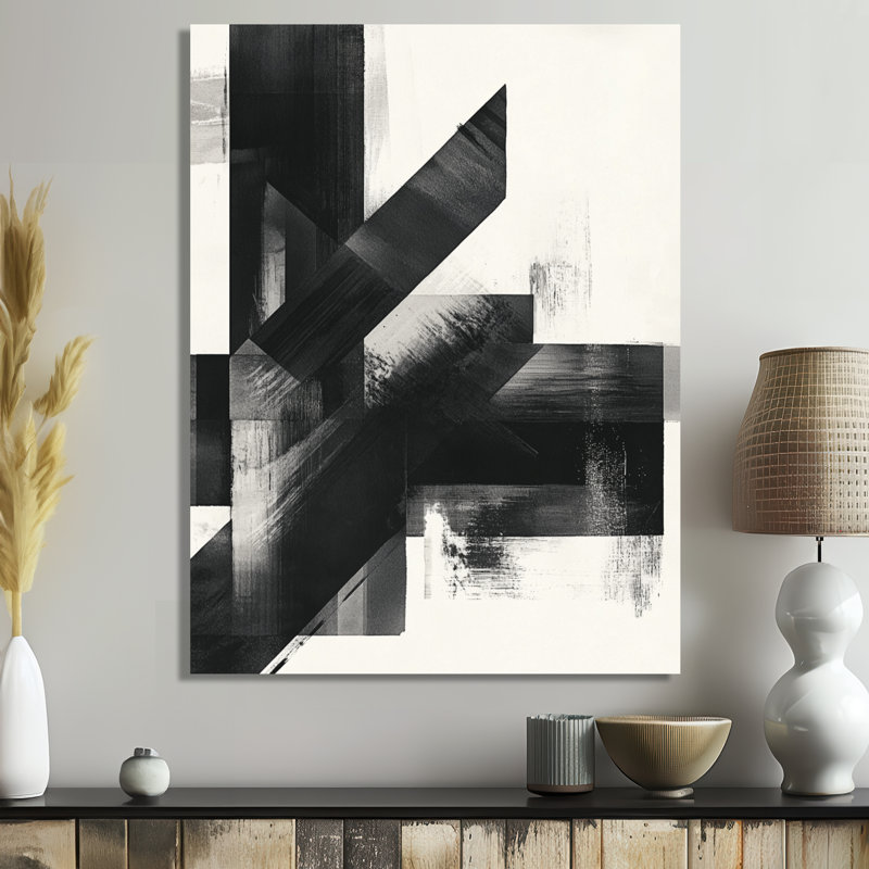 Geometric Angle Wall Art, Monochrome Abstract Canvas, Cenk, H 32 po x l 24 po, Toile tendue
