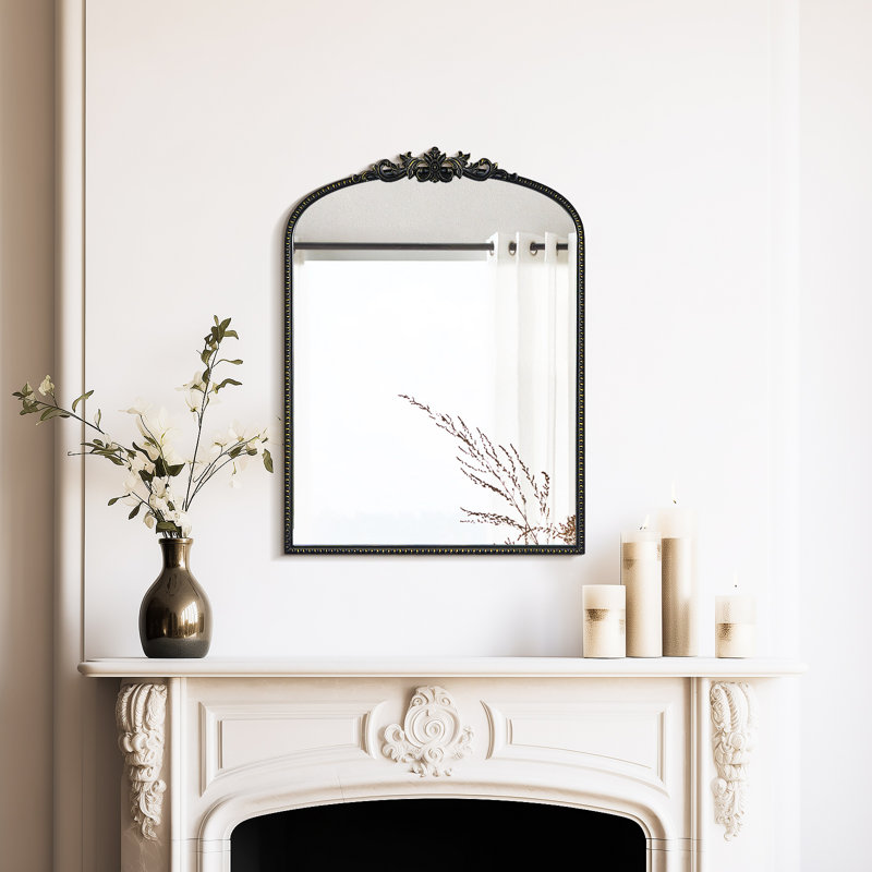 Miroir mural en verre Kiany , 32 po x 24 po, Noir