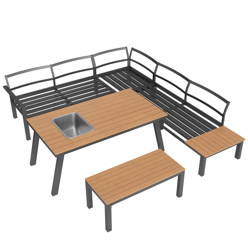 Wicker 7 - Person Garden Lounge Set with Cushions