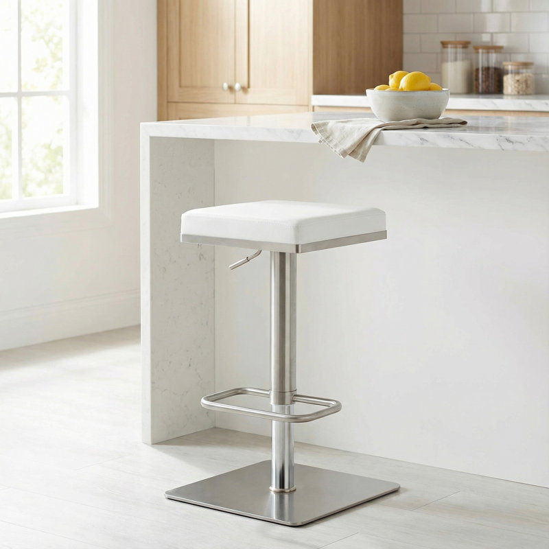 Tabouret de bar rotatif à hauteur ajustable Tudor City, Blanc