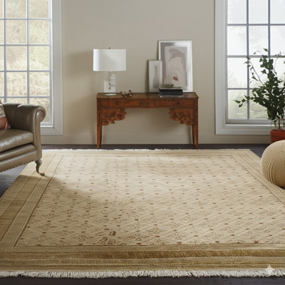 Tapis beige en laine noué à la main Cimarr