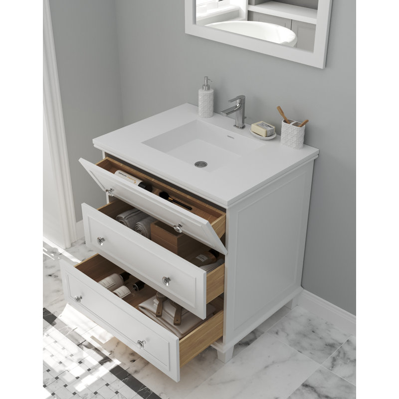Ensemble de meuble-lavabo simple 30 po Medina, Blanc mat, Espresso