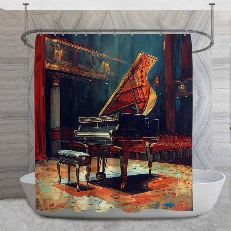 Grand Piano Music Shower Curtain, 93" H x 70" W