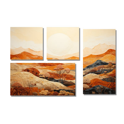 Canyon Mirage III - art mural orange 4 pièces
